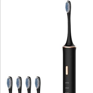 SONIC Clean Rechargeable Toothbrush with (4) replacement heads. BLACK! NIB